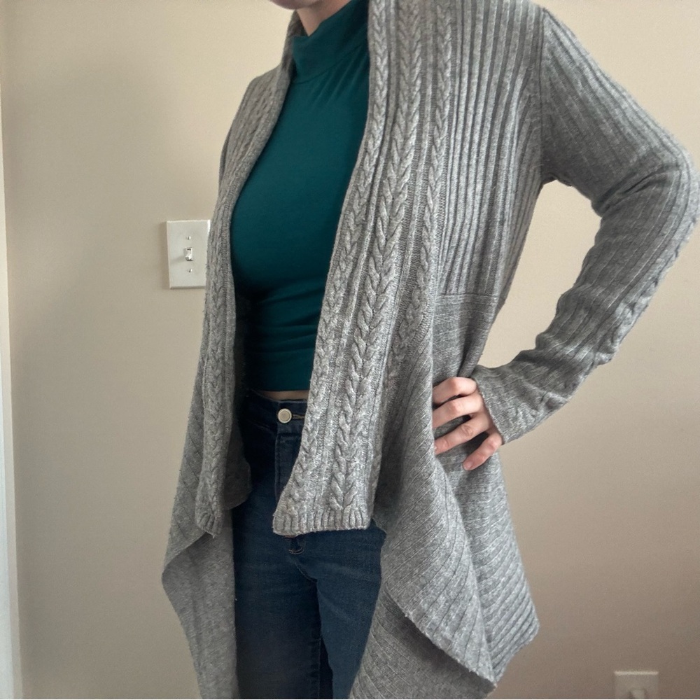 LAST CALL Autumn Cashmere Cable Knit Rib Drape Cardigan Knit